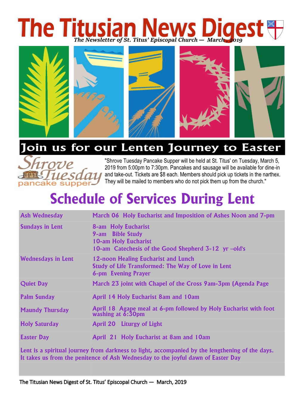 Schedule of Services During Lent