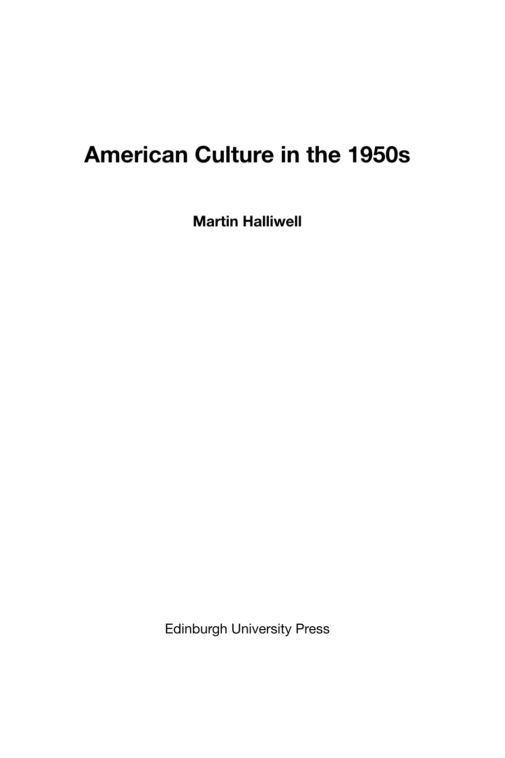 American Culture in the 1950S