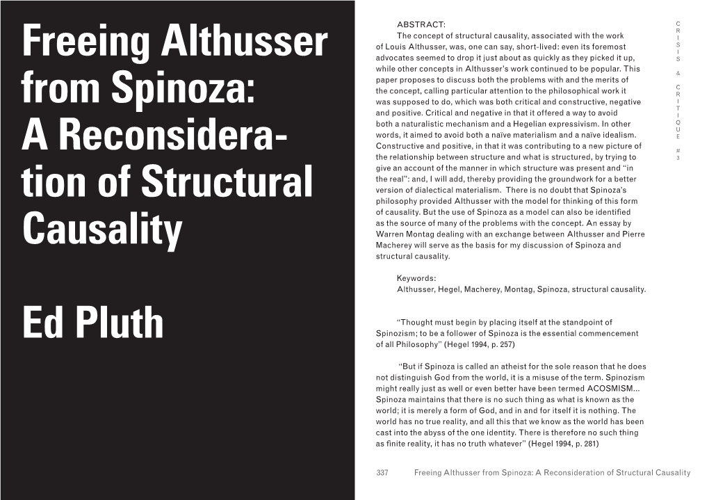 Freeing Althusser from Spinoza