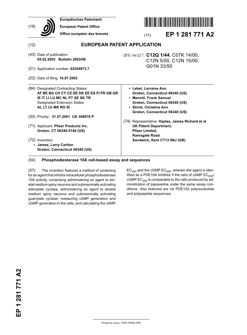 Phosphodiesterase 10A Cell-Based Assay and Sequences