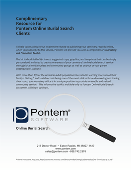 Complimentary Resource for Pontem Online Burial Search Clients