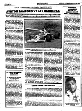 AYRTON TAMPOCO VE LAS BANDERAS DRECLASIFICACIONES Lgnóró.Ia.Banderárojá (Detención Inmediat) Inténtandómarcárel Mejor Crono Los Cuatro Pilotos Que Supera Pero