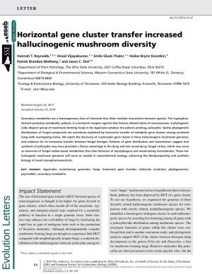Horizontal Gene Cluster Transfer Increased Hallucinogenic Mushroom Diversity