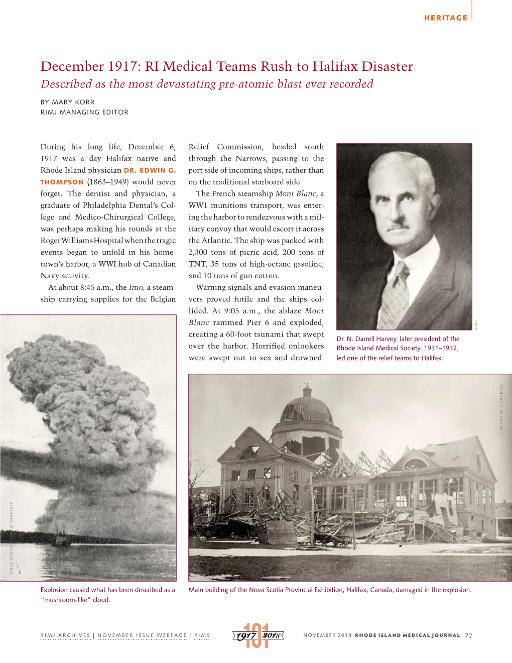 December 1917: RI Medical Teams Rush to Halifax Disaster Described As the Most Devastating Pre-Atomic Blast Ever Recorded