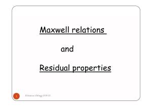 Maxwell Relations Maxwell Relations and R Id L Ti Residual Properties
