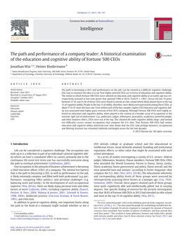 The Path and Performance of a Company Leader: a Historical Examination of the Education and Cognitive Ability of Fortune 500 Ceos