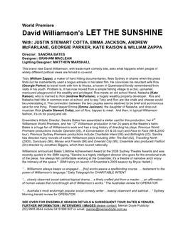 David Williamson's LET the SUNSHINE