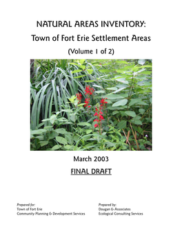 NATURAL AREAS INVENTORY: Town of Fort Erie Settlement Areas