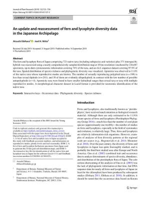 An Update and Reassessment of Fern and Lycophyte Diversity Data in the Japanese Archipelago