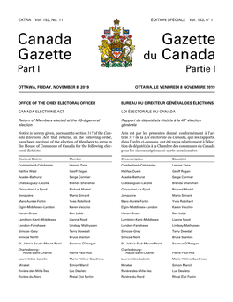 Canada Gazette, Part I