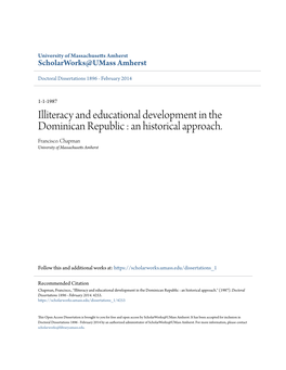 Illiteracy and Educational Development in the Dominican Republic : an Historical Approach