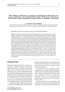 The Fishery of Portunus Pelagicus and Species Diversity of Portunid