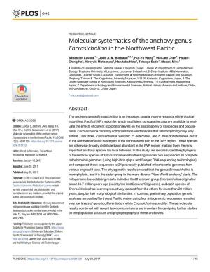 Molecular Systematics of the Anchovy Genus Encrasicholina in the Northwest Pacific