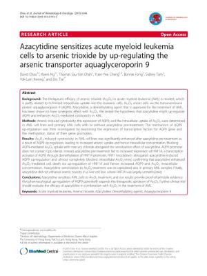 Azacytidine Sensitizes Acute Myeloid Leukemia Cells to Arsenic Trioxide By