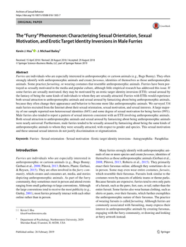 Furry” Phenomenon: Characterizing Sexual Orientation, Sexual Motivation, and Erotic Target Identity Inversions in Male Furries