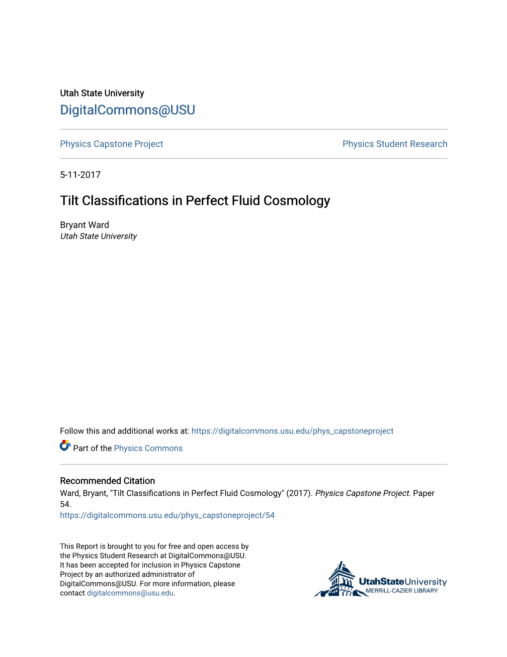 Tilt Classifications in Perfect Fluid Cosmology