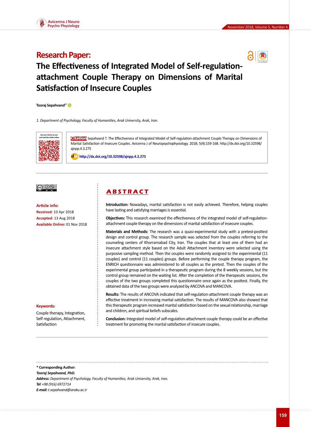 The Effectiveness of Integrated Model of Self-Regulation- Attachment Couple Therapy on Dimensions of Marital Satisfaction of Insecure Couples