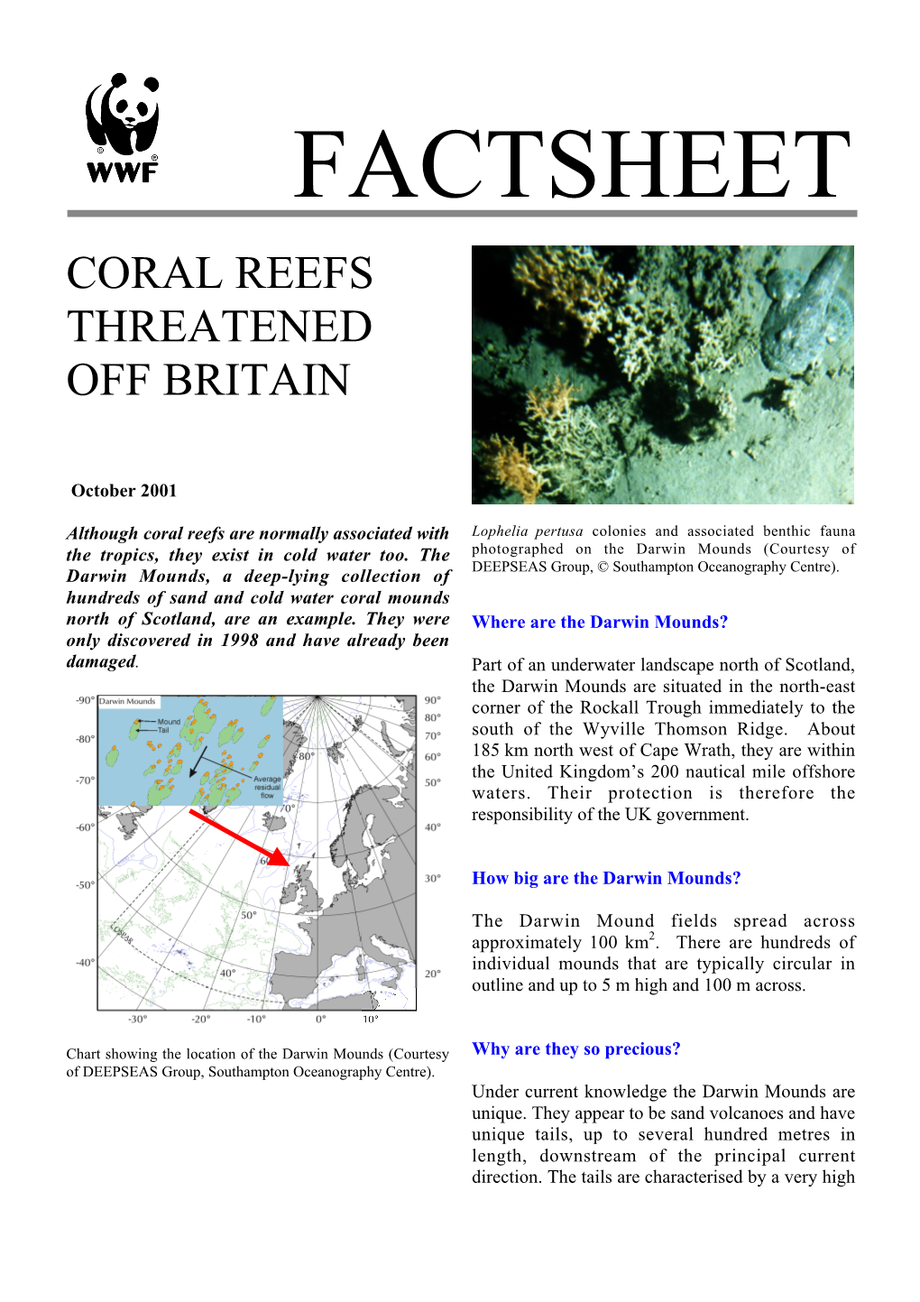 WWF Factsheet About the Darwin Mounds