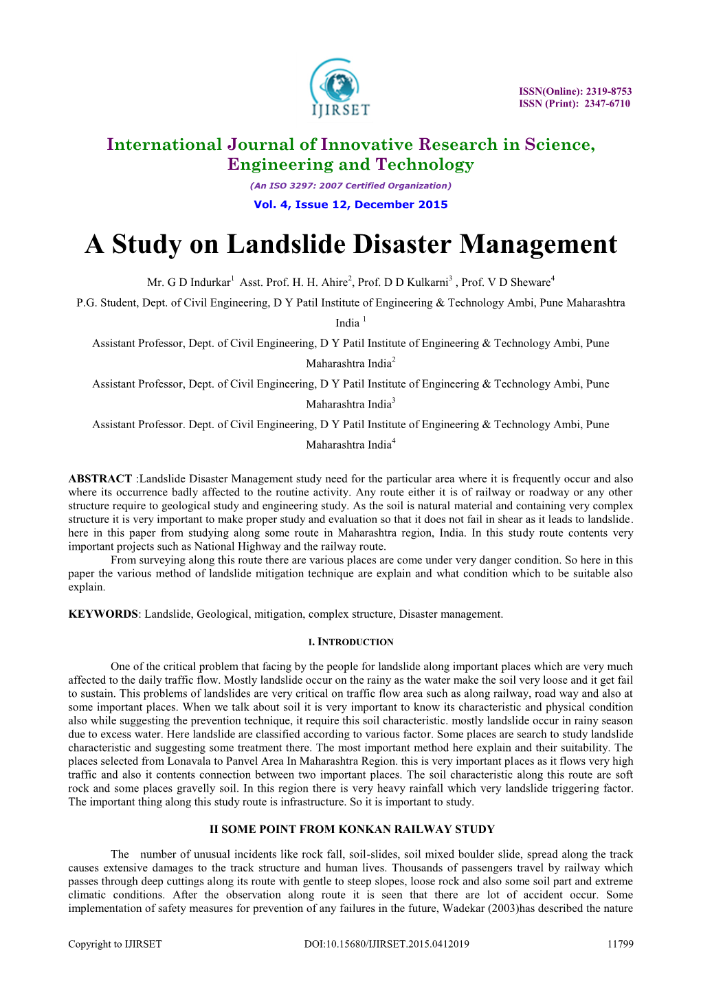 A Study on Landslide Disaster Management
