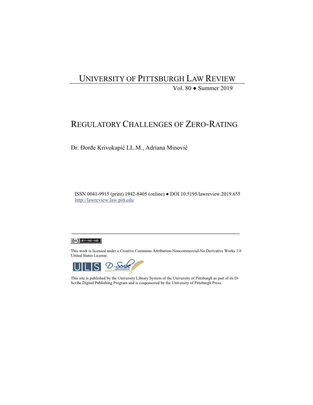Regulatory Challenges of Zero-Rating University Of