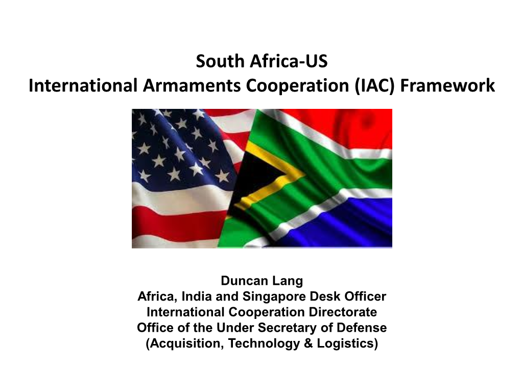 South Africa-US International Armaments Cooperation (IAC) Framework