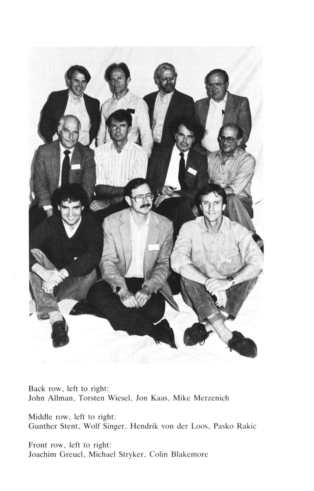 John Allman, Torsten Wiesel, Jon Kaas, Mike Merzenich Middle Row