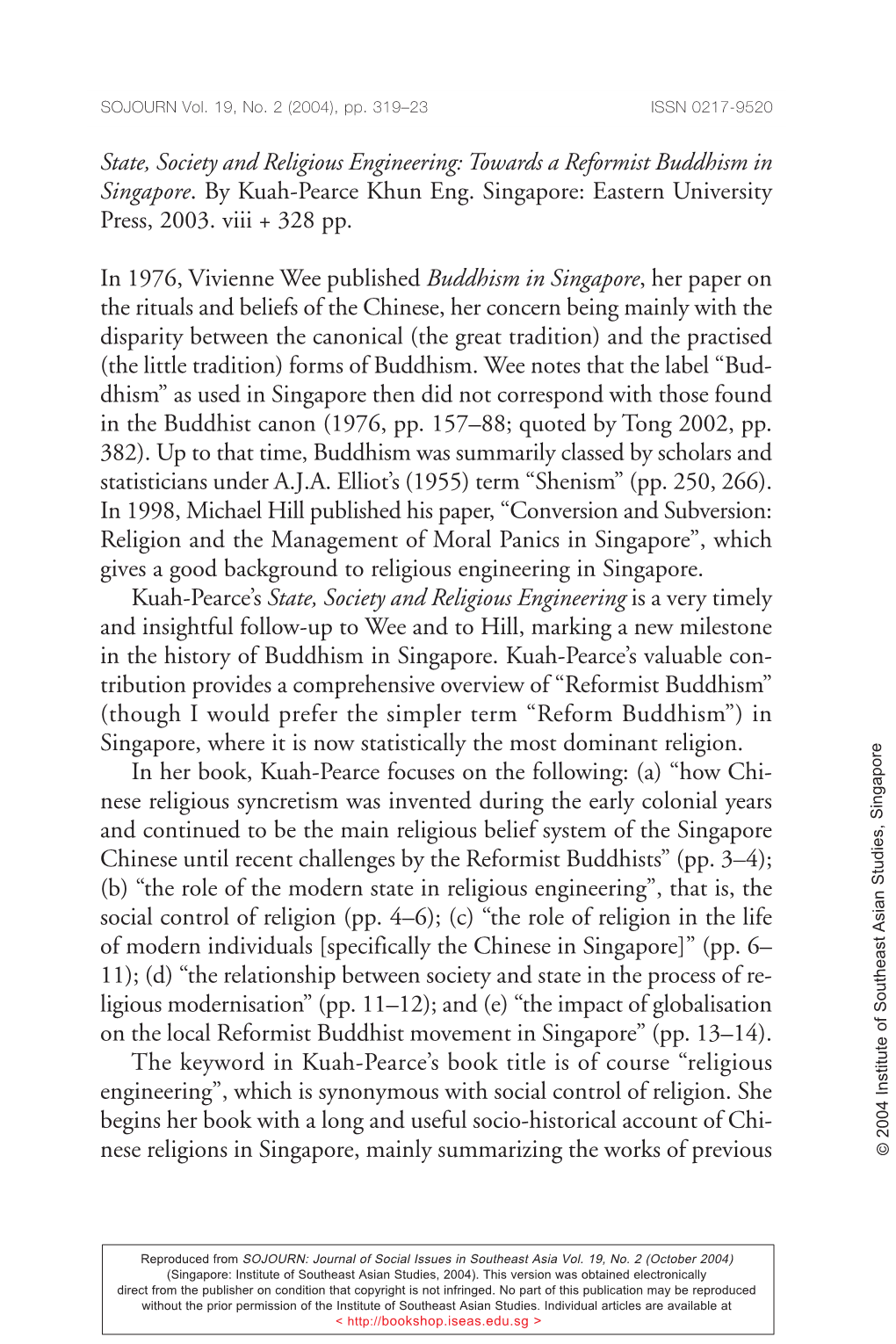 Towards a Reformist Buddhism in Singapore