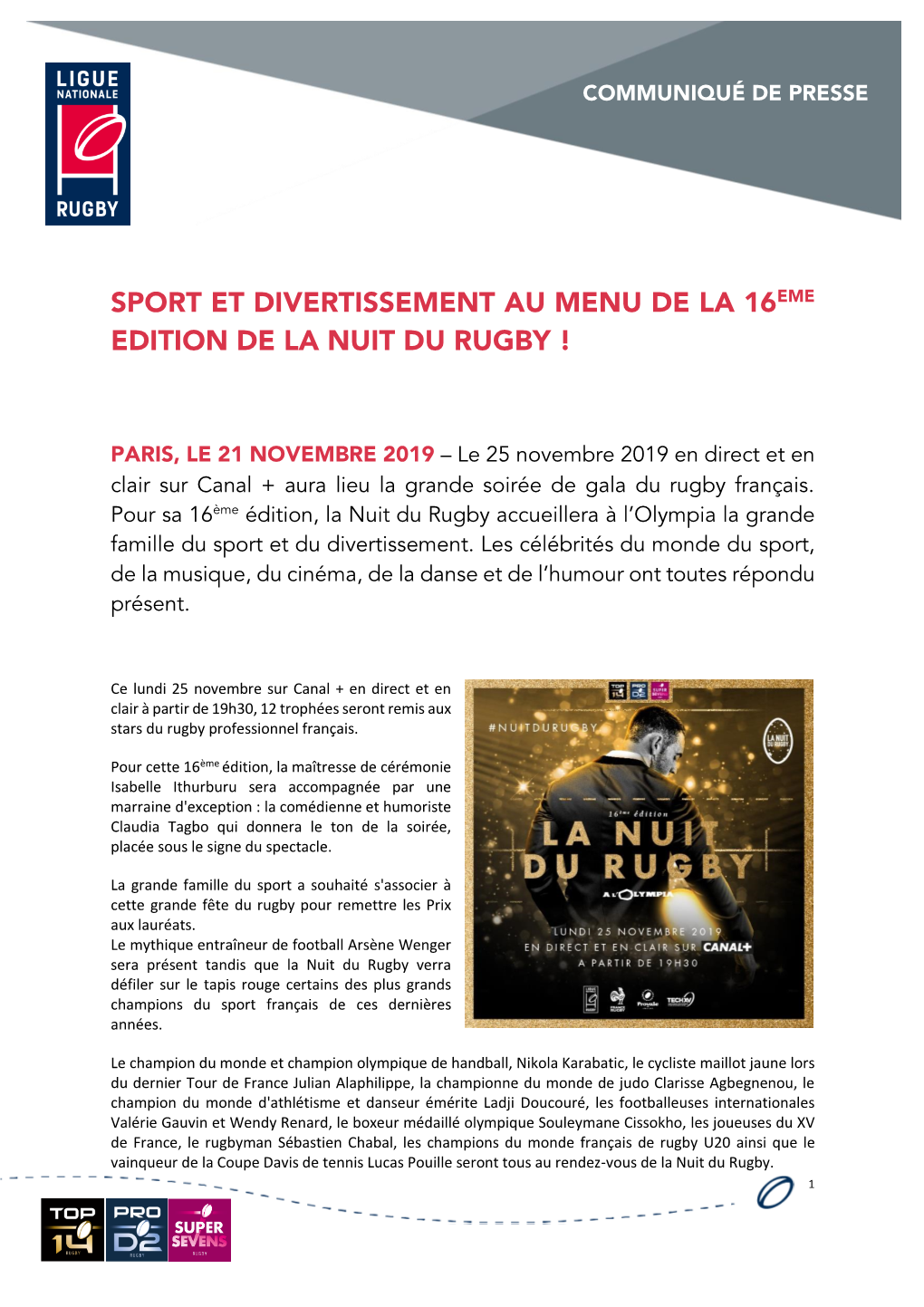 Sport Et Divertissement Au Menu De La 16Eme Edition De La Nuit Du Rugby !