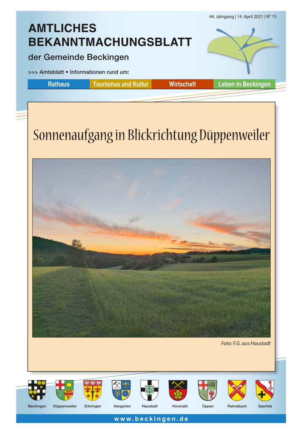 Sonnenaufgang in Blickrichtung Düppenweiler