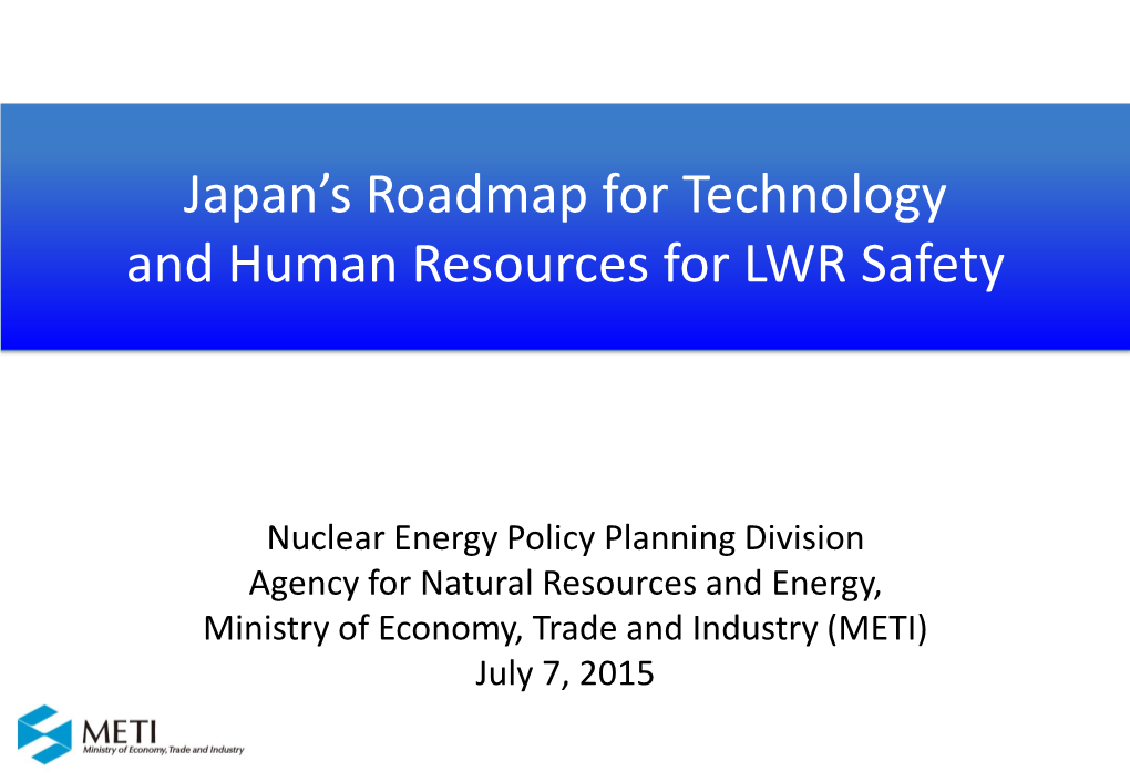 Japan's Roadmap for Technology and Human Resources for LWR Safety