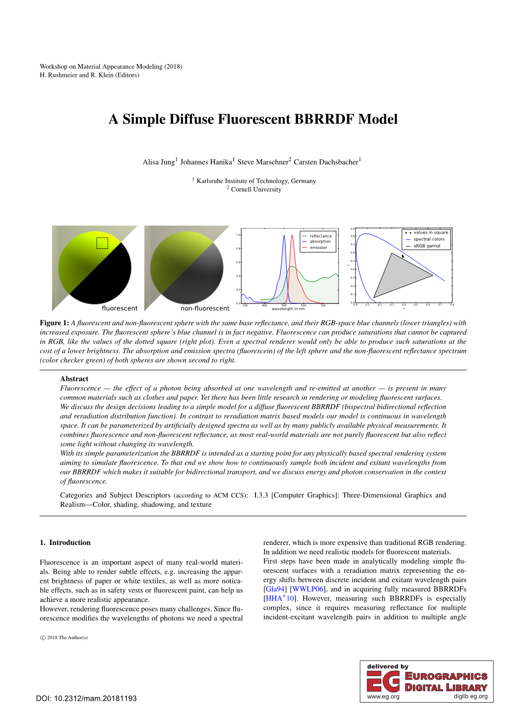 A Simple Diffuse Fluorescent BBRRDF Model
