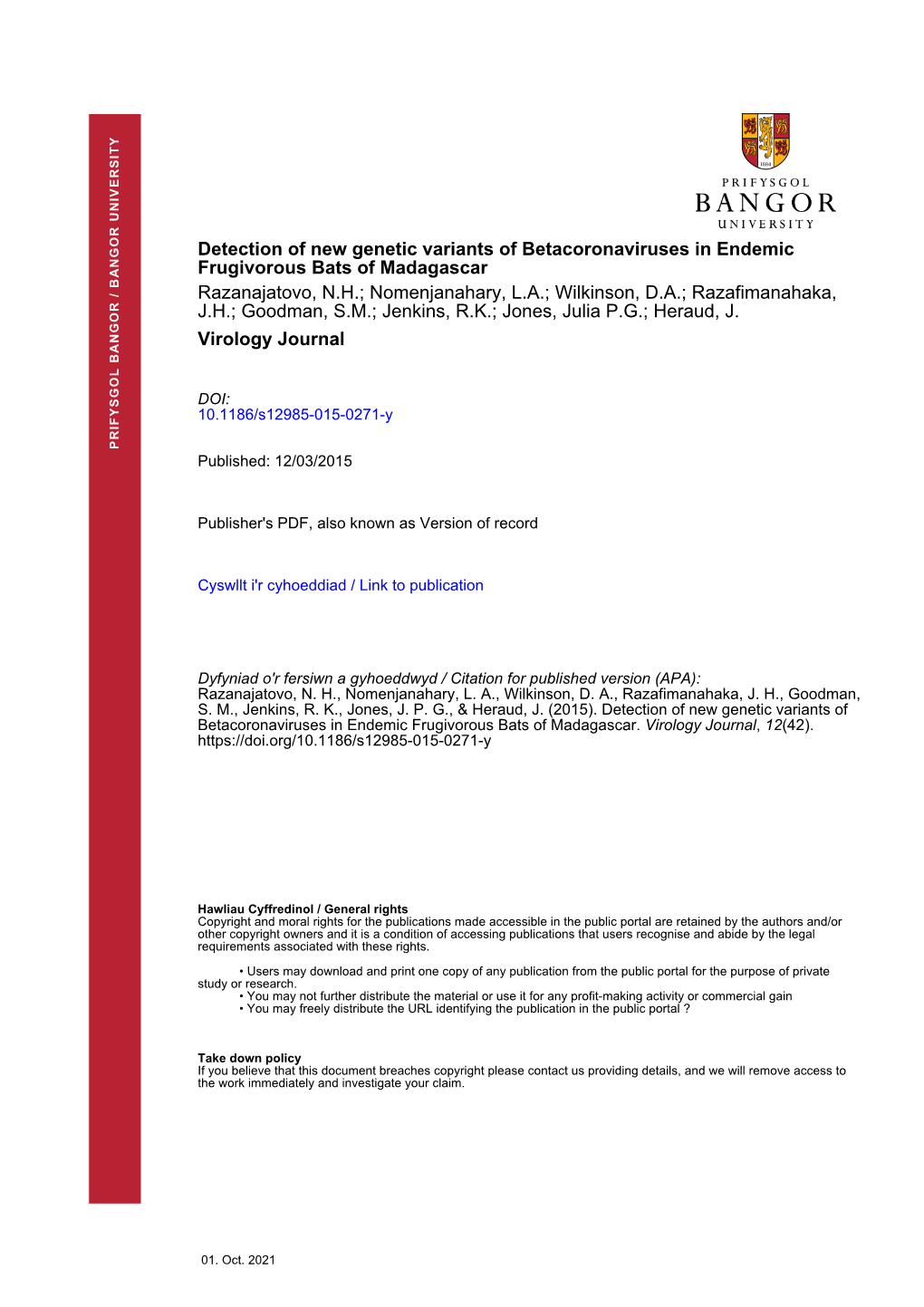 Detection of New Genetic Variants of Betacoronaviruses in Endemic