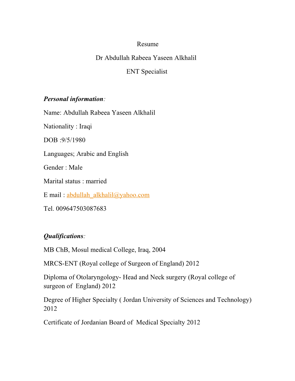 Dr Abdullah Rabeea Yaseen Alkhalil