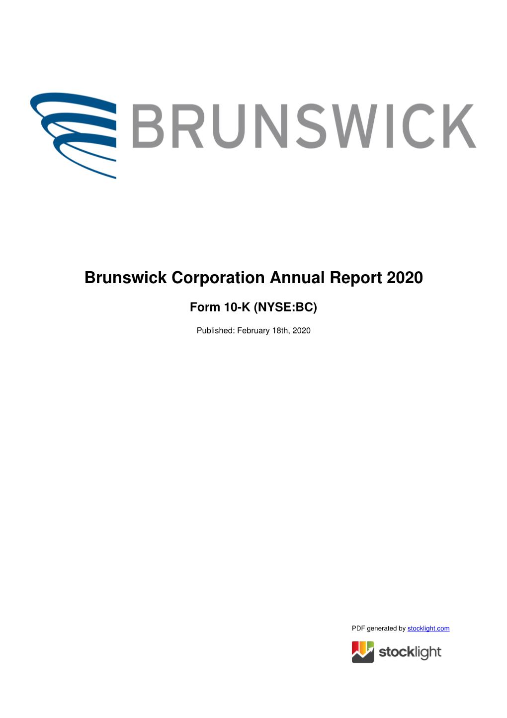 Brunswick Corporation Annual Report 2020