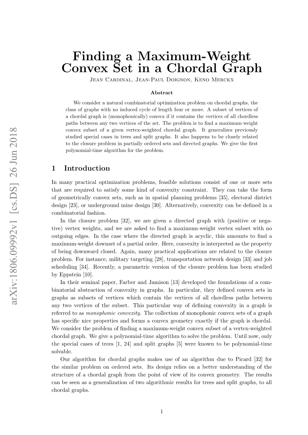 Finding a Maximum-Weight Convex Set in a Chordal Graph