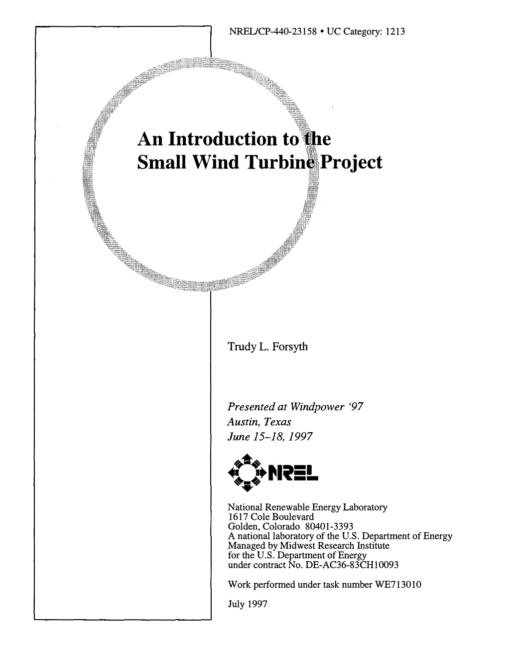 An Introduction to the Small Wind Turbine Project