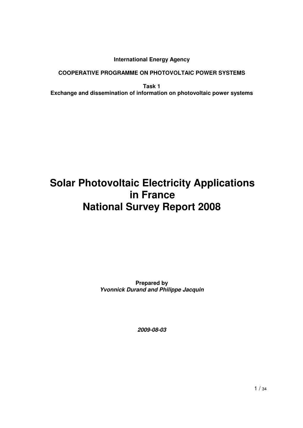 National Survey Report France