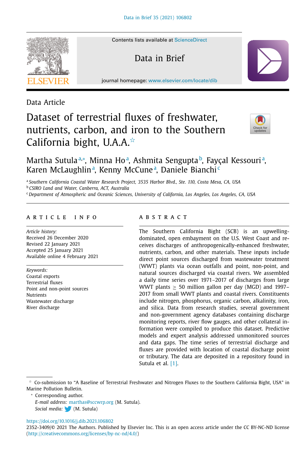 Dataset of Terrestrial Fluxes of Freshwater, Nutrients, Carbon, And