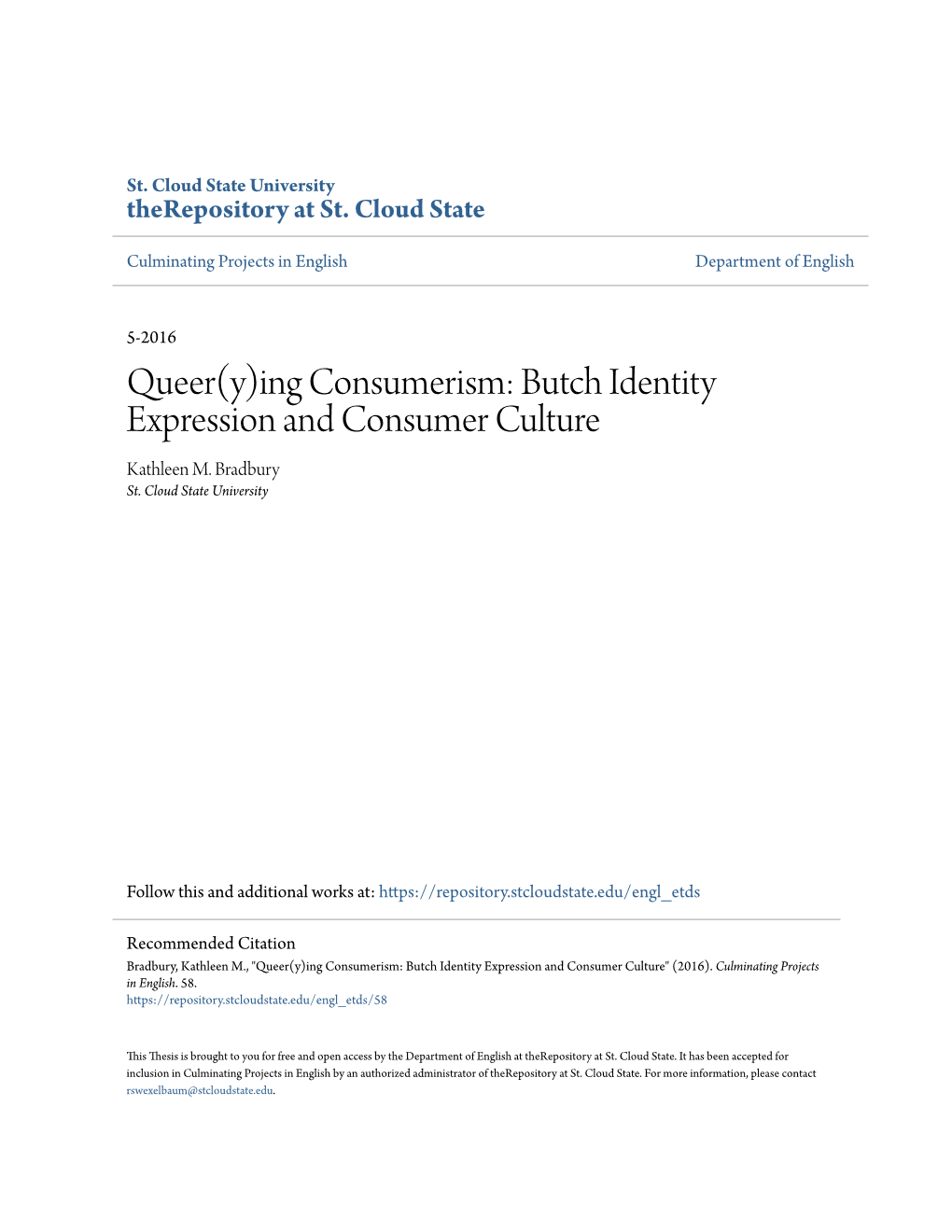 Butch Identity Expression and Consumer Culture Kathleen M