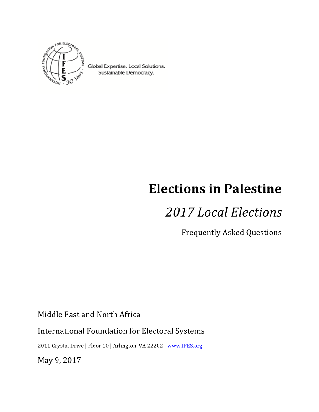 Elections in Palestine: 2017 Local Elections Frequently Asked Questions