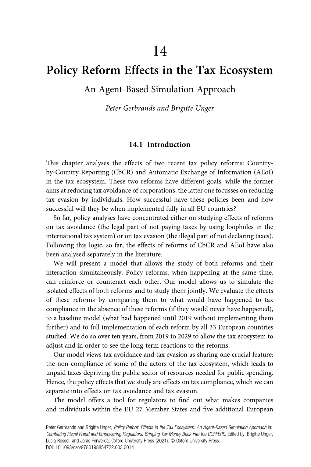 Policy Reform Effects in the Tax Ecosystem an Agent-Based Simulation Approach