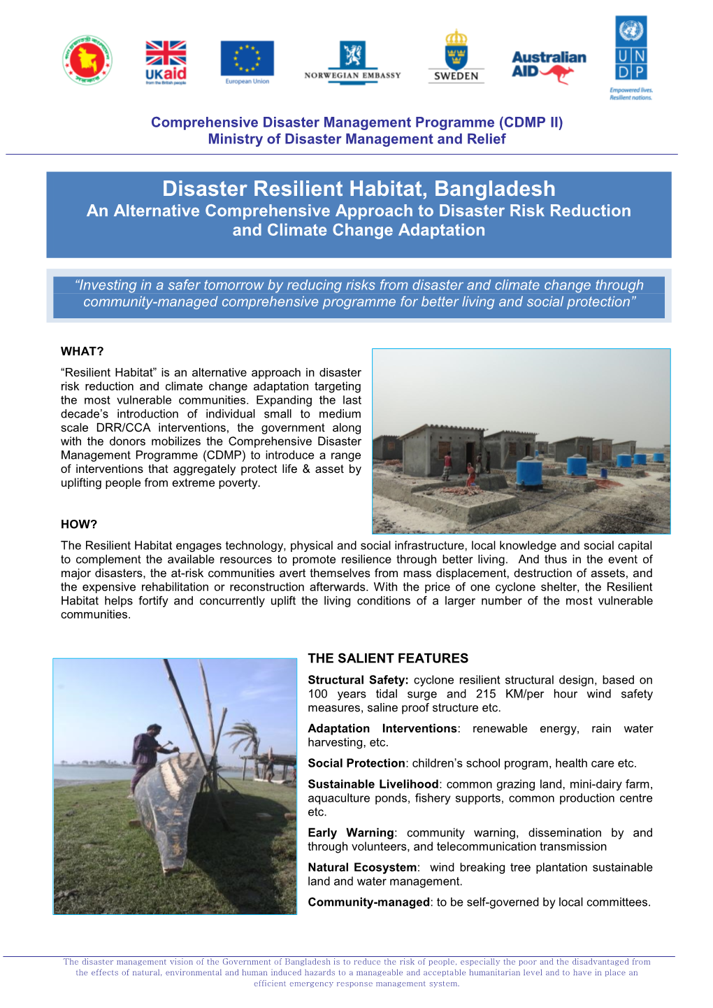 Disaster Resilient Habitat, Bangladesh an Alternative Comprehensive Approach to Disaster Risk Reduction and Climate Change Adaptation