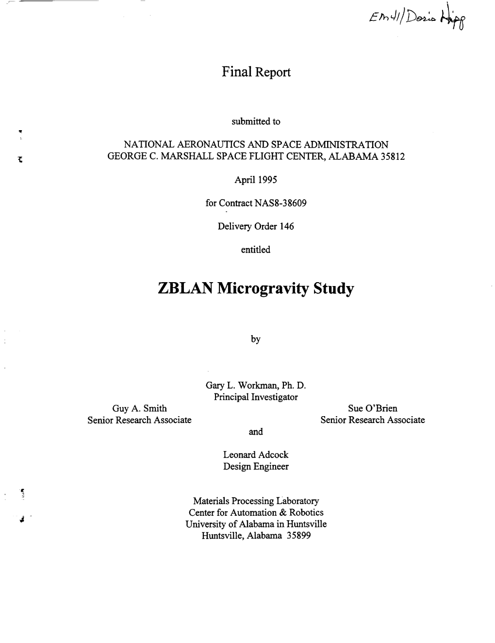 ZBLAN Microgravity Study