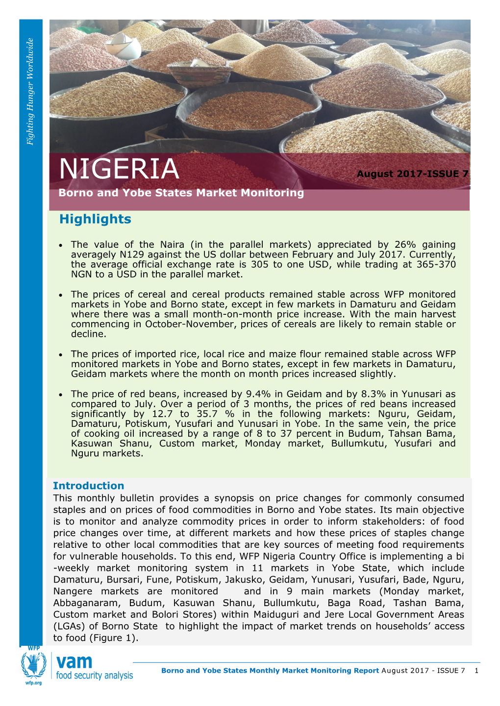 NIGERIA August 2017-ISSUE 7 Borno and Yobe States Market Monitoring