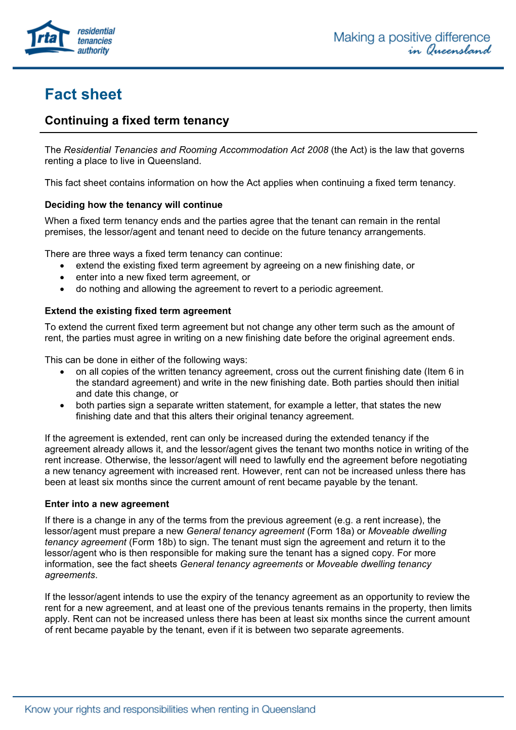 Deciding How the Tenancy Will Continue