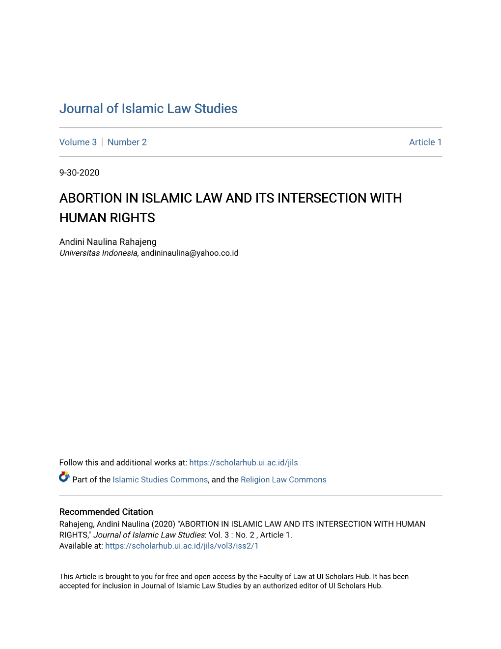 Abortion in Islamic Law and Its Intersection with Human Rights