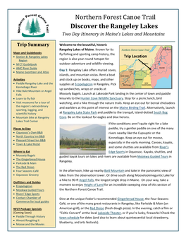Northern Forest Canoe Trail Discover the Rangeley Lakes Two Day Itinerary in Maine’S Lakes and Mountains
