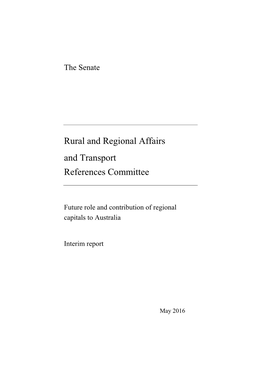Interim Report: Future Role and Contribution of Regional Capitals to Australia