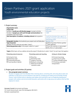 Youth Environmental Stewardship Application
