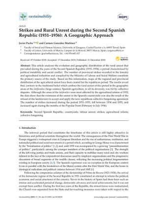 Strikes and Rural Unrest During the Second Spanish Republic (1931–1936): a Geographic Approach